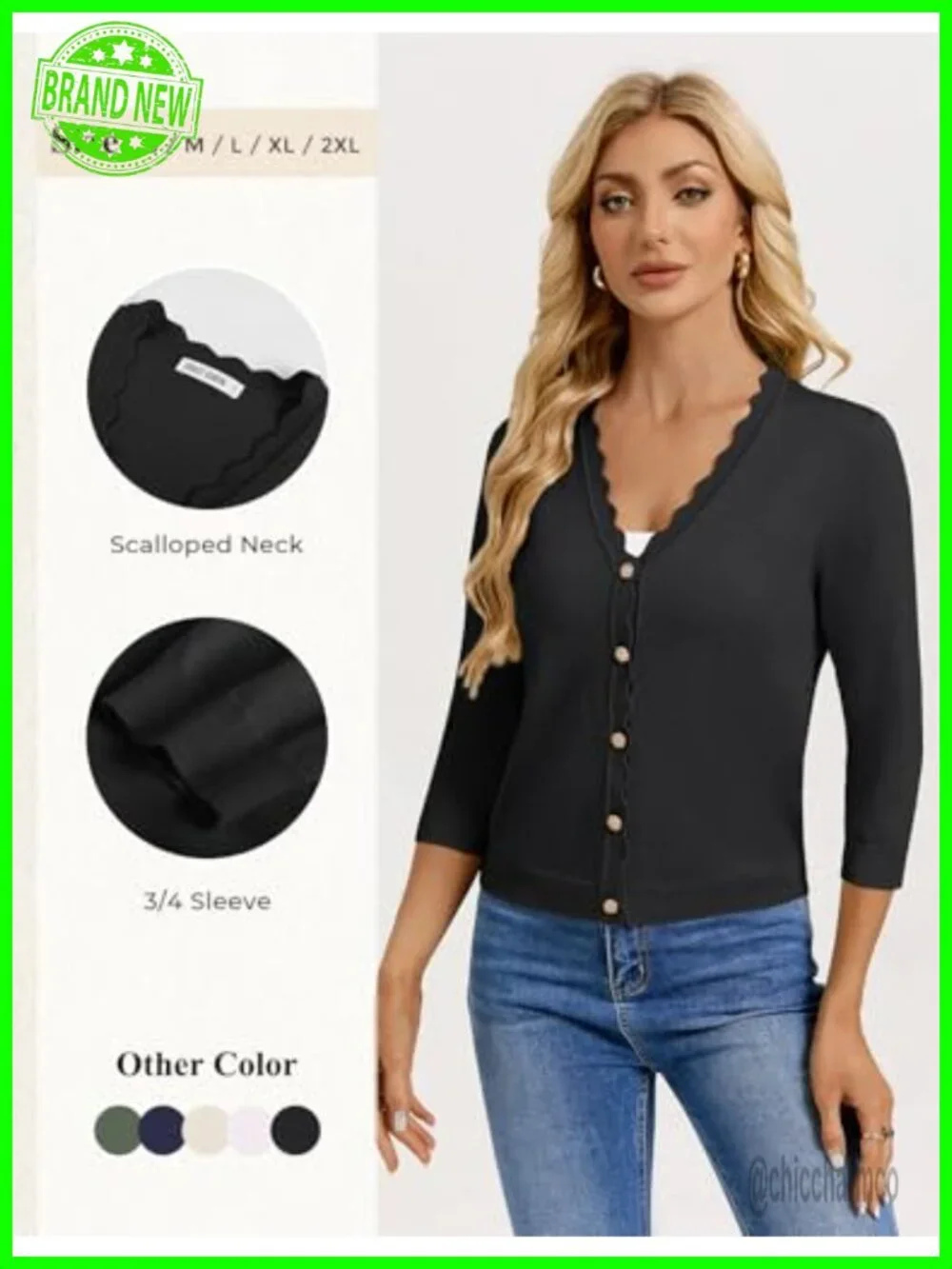 Lightweight 3/4 Sleeve Cardigan for Women V-Neck Button Down Bolero Shrugs